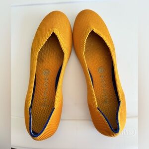 Rothy's Mustard Yellow Flats with Blue Accents